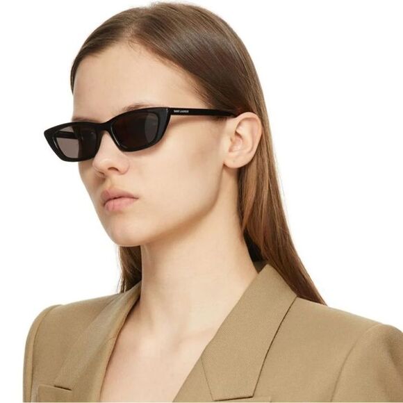 Saint Laurent SL277 009 Cat Eye Sunglasses - Black SL 277 Saint Laurent Sunglasses 009 Shiny Black - eye-oo.com main image 4